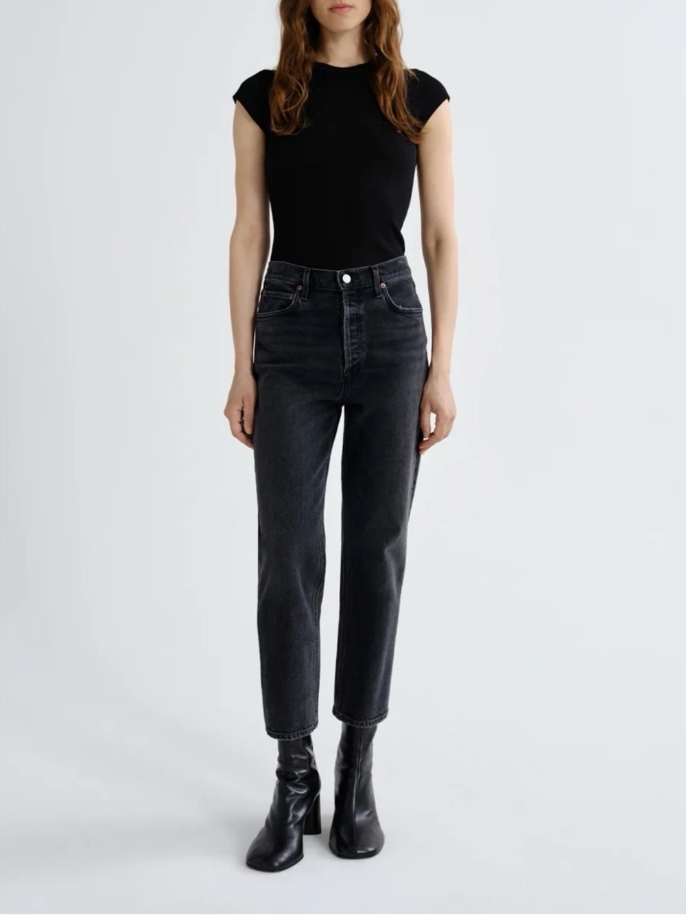 Agolde Pinch High-Rise Crop Straight Leg Jeans Radius Wash S27